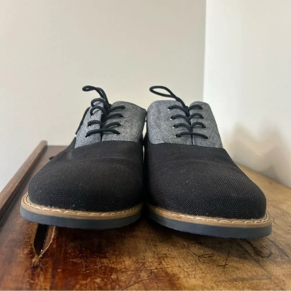 Aldo 13 Black Gray Oxford Textile Dress Shoes Business Preppy Retro Professional